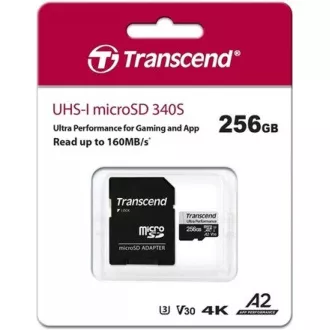 Card MicroSDXC TRANSCEND 256GB 340S, UHS-I U3 A2 Ultra Performance 160/125 MB/s