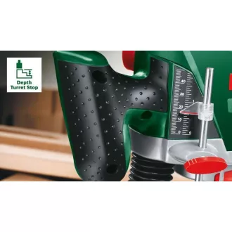 Router Bosch POF 1200 AE, 1200 W, Softgrip, preselectare viteză, blocare ax