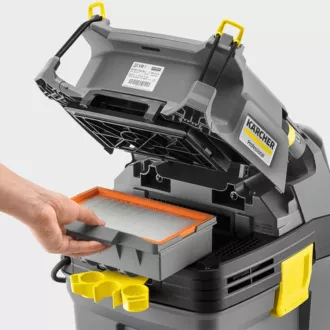 Aspirator industrial multifunctional Karcher NT 30/1 Tact, 1380 W, 30 l, 69 dB, 74 l/s, filtru PES, roti metalice