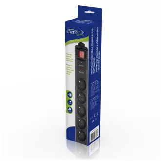 GEMBIRD Protector de supratensiune, 5 prize, 1, 5m, negru GEMBIRD Protector de supratensiune, 5 prize, 1, 5m, negru