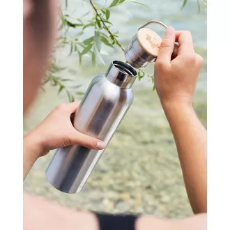 Pandoo Sticlă de apă din oțel inoxidabil cu capac din bambus 750 ml