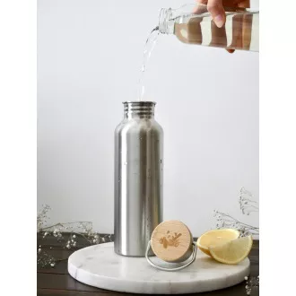 Pandoo Sticlă de apă din oțel inoxidabil cu capac din bambus 750 ml