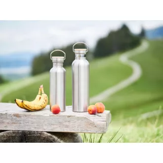 Pandoo Sticlă de apă din oțel inoxidabil cu capac din bambus 750 ml