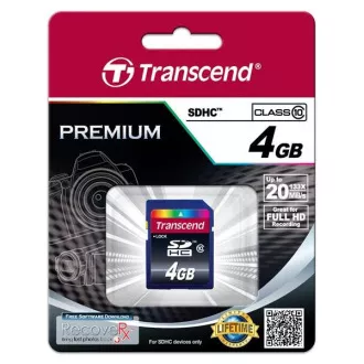 Card SDHC TRANSCEND 4GB Premium, clasa 10