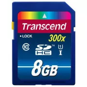 Card SDHC TRANSCEND 8GB Premium, clasa 10 UHS-I, 300X
