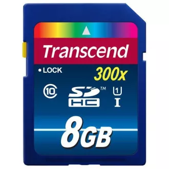 Card SDHC TRANSCEND 8GB Premium, clasa 10 UHS-I, 300X