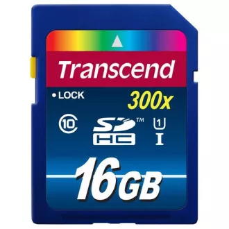 Card SDHC TRANSCEND 16GB Premium, Clasa 10 UHS-I, 300X (45MB/s)