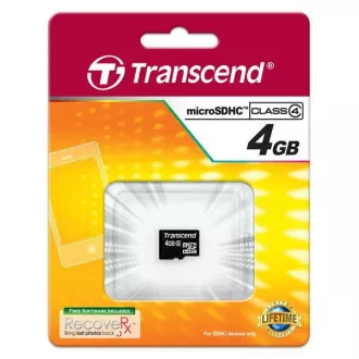 Card MicroSDHC TRANSCEND 4GB Clasa 4, fără adaptor