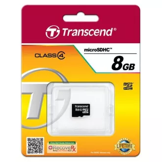 Card MicroSDHC TRANSCEND 8GB Clasa 4, fără adaptor