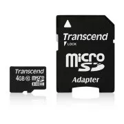 Card MicroSDHC TRANSCEND 4GB Clasa 10 + adaptor