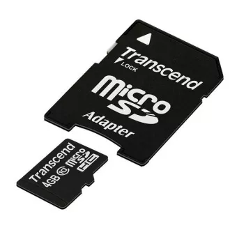 Card MicroSDHC TRANSCEND 4GB Clasa 10 + adaptor