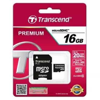 Card MicroSDHC TRANSCEND 16GB Clasa 10 + adaptor Card MicroSDHC TRANSCEND 16GB Clasa 10 + adaptor