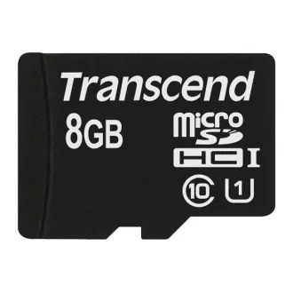 Card MicroSDHC TRANSCEND 8GB Premium, Clasa 10 UHS-I 300x, fără adaptor