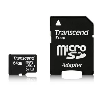 Card TRANSCEND MicroSDXC 64GB Premium, Clasa 10 UHS-I 400x (R: 85 / W: 35 MB / s) + adaptor