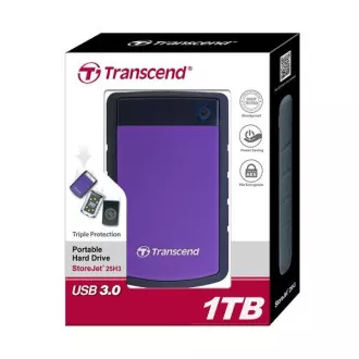 HDD extern TRANSCEND USB 3.1 StoreJet 25H3P, 1TB, violet (rezistent la șocuri)