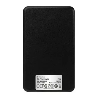 HDD extern TRANSCEND USB 3.1 StoreJet 25A3, 1TB, Negru (rezistent la șocuri, AES 256-bit)