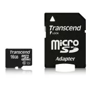 Card MicroSDHC TRANSCEND 16GB Premium, Clasa 10 UHS-I 300x + adaptor