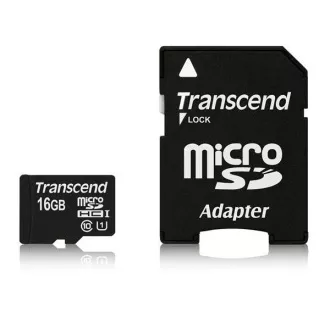 Card MicroSDHC TRANSCEND 16GB Premium, Clasa 10 UHS-I 300x + adaptor