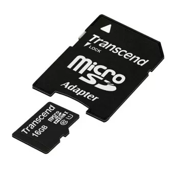 Card MicroSDHC TRANSCEND 16GB Premium, Clasa 10 UHS-I 300x + adaptor