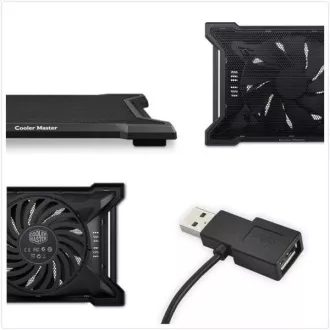 Suport de răcire Cooler Master X Slim II pentru laptop de până la 15,6 inchi, 20 cm, negru