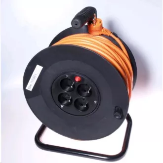 PREMIUMCORD Cablu prelungitor 230V tambur 25m, 4 prize, negru