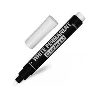 Marker Centropen 8586 permanent alb vârf cilindric 2,5 mm