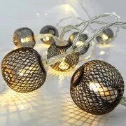 Lanț de lumini LED Eurolamp cu bile de cupru, alb cald, 10 LED-uri, 1 buc.