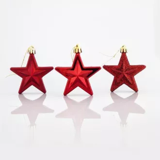 Eurolamp Decorațiuni de Crăciun stele roșii din plastic, 6,5 cm, set de 12