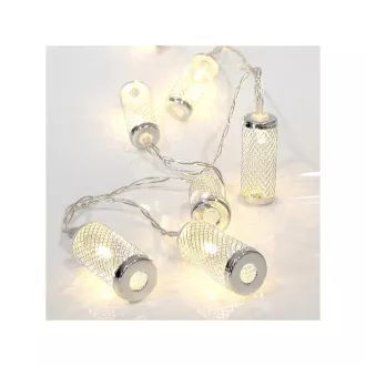 Lanț luminos Eurolamp LED cu cilindru metalic, alb cald, 10 LED-uri, 1 buc.