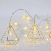 Lanț de lumini LED Eurolamp cu decor metalic argintiu, alb cald, 10 buc.
