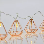 Lanț de lumini LED Eurolamp cu decor metalic auriu, alb cald, 10 buc.