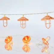 Lanț de lumini LED Eurolamp cu lanterne metalice aurii, alb cald, 10 buc.