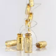 Lanț de lumini LED Eurolamp cu sticle de aur, alb cald, 10 buc.