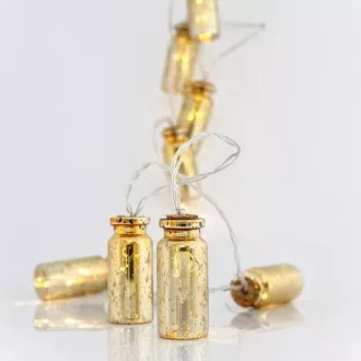 Lanț de lumini LED Eurolamp cu sticle de aur, alb cald, 10 buc.