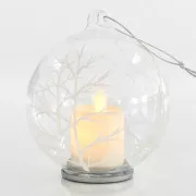 Eurolamp Decorațiuni de Crăciun glob luminos din sticlă, lumânare, 10 cm, set de 2