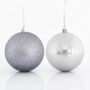 Eurolamp ornamente de Crăciun bile de plastic gri, 8 cm, set de 6