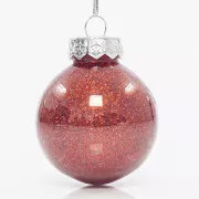 Eurolamp Decorațiuni de Crăciun bile de plastic roșu lucios cu sclipici 6 cm, set de 12