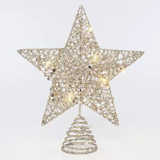 Eurolamp Stea de Crăciun de aur pentru pom, 10 LED-uri alb cald, 25,4 cm, 1 bucată Eurolamp Stea de Crăciun de aur pentru pom, 10 LED-uri alb cald, 25,4 cm, 1 bucată