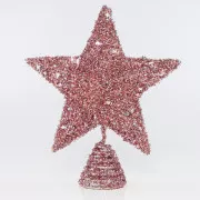 Eurolamp Stea de Crăciun roz pentru pom cu paiete, 25,4 cm, 1 buc.