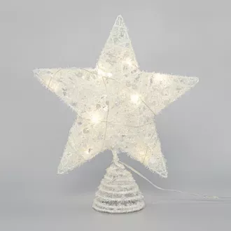 Eurolamp Steaua albă pentru pomul de Crăciun cu paiete, 10 LED-uri alb cald, 25,4 cm, 1 buc. Eurolamp Steaua albă pentru pomul de Crăciun cu paiete, 10 LED-uri alb cald, 25,4 cm, 1 buc.