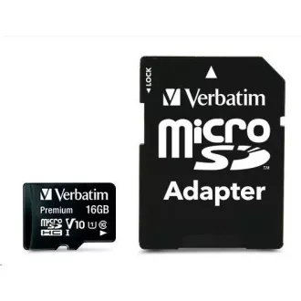 Card MicroSDHC VERBATIM 16GB Premium, U1 + adaptor SD Card MicroSDHC VERBATIM 16GB Premium, U1 + adaptor SD