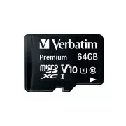 Card VERBATIM MicroSDXC 64GB Premium, U1 + adaptor
