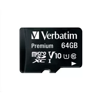 Card VERBATIM MicroSDXC 64GB Premium, U1 + adaptor