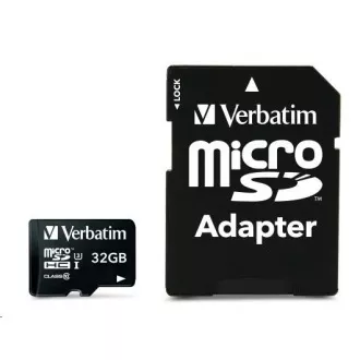 Card MicroSDHC VERBATIM 32GB Pro, U3 + adaptor