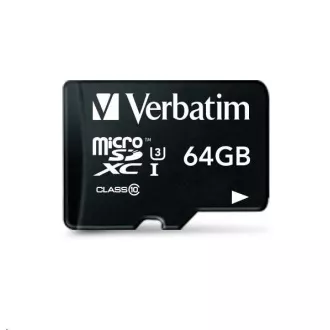 Card VERBATIM MicroSDXC 64GB Pro, U3 + adaptor