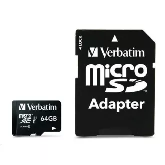 Card VERBATIM MicroSDXC 64GB Pro, U3 + adaptor
