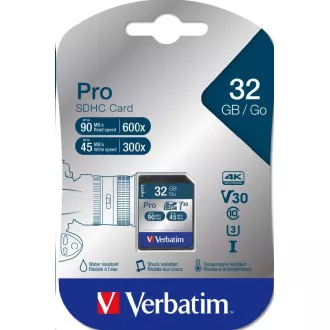 Card SDHC VERBATIM 32GB Pro, U3, V30