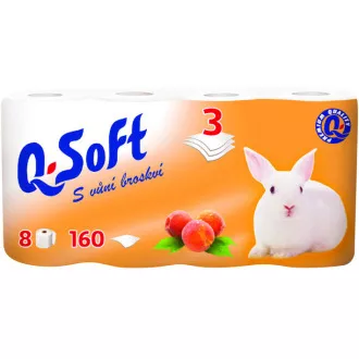 Hartie igienica Q-SOFT 3vrs. 160 bucăți de 8 rulouri de piersici