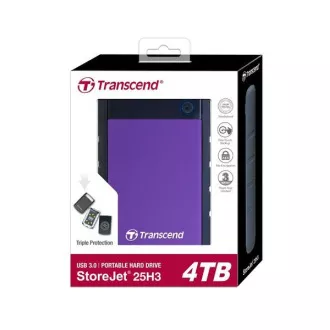 HDD extern TRANSCEND USB 3.1 StoreJet 25H3P, 4TB, violet (rezistent la șocuri)