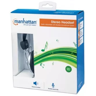 Căști MANHATTAN cu microfon, ușor de reglat cu microfon flexibil